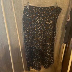 BCBG satin blue leopard print skirt